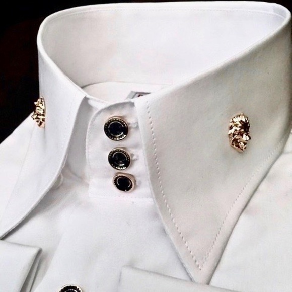 MorCouture Menswear Other - MorCouture White Black Lion High Collar Shirt